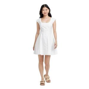 A New Day Women's White Cotton Corset Woven Mini A-Line Dress EUC